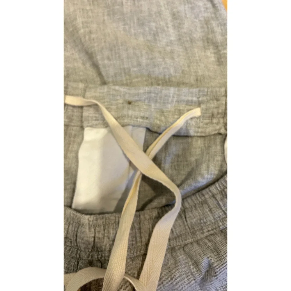 14th & Union Mens Slim Fit Pants Sz M Gray Linen Blend Drawstring Resort Preppy